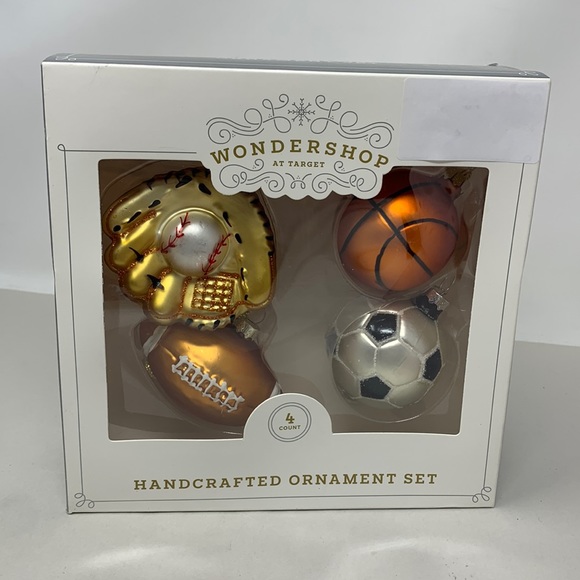 Target Other - 4 pc handcrafted ornament set for sports lover Glove football basketball soccer
